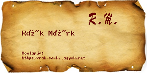 Rák Márk névjegykártya